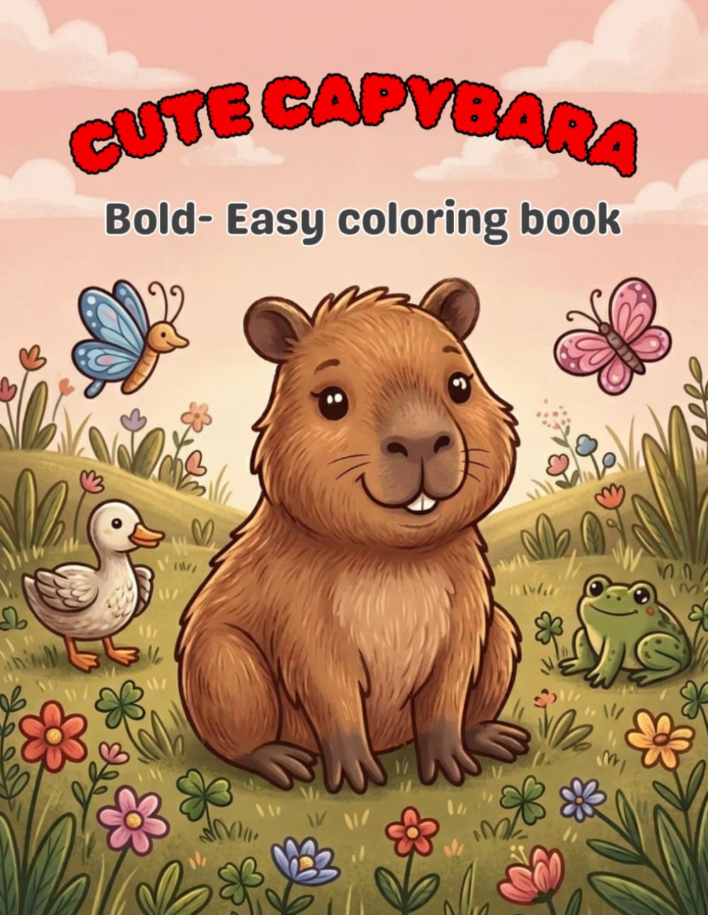 Cute Capybara: Bold and Easy Coloring Book: Children's and Adult Capybara Coloring Book: Cute capybara scenes to relax and have fun.