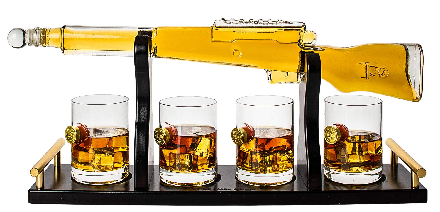 Buy Shotgun Gun Large Whiskey & Wine Decanter Set Bullet Glasses Limited Edition Elegant Rifle