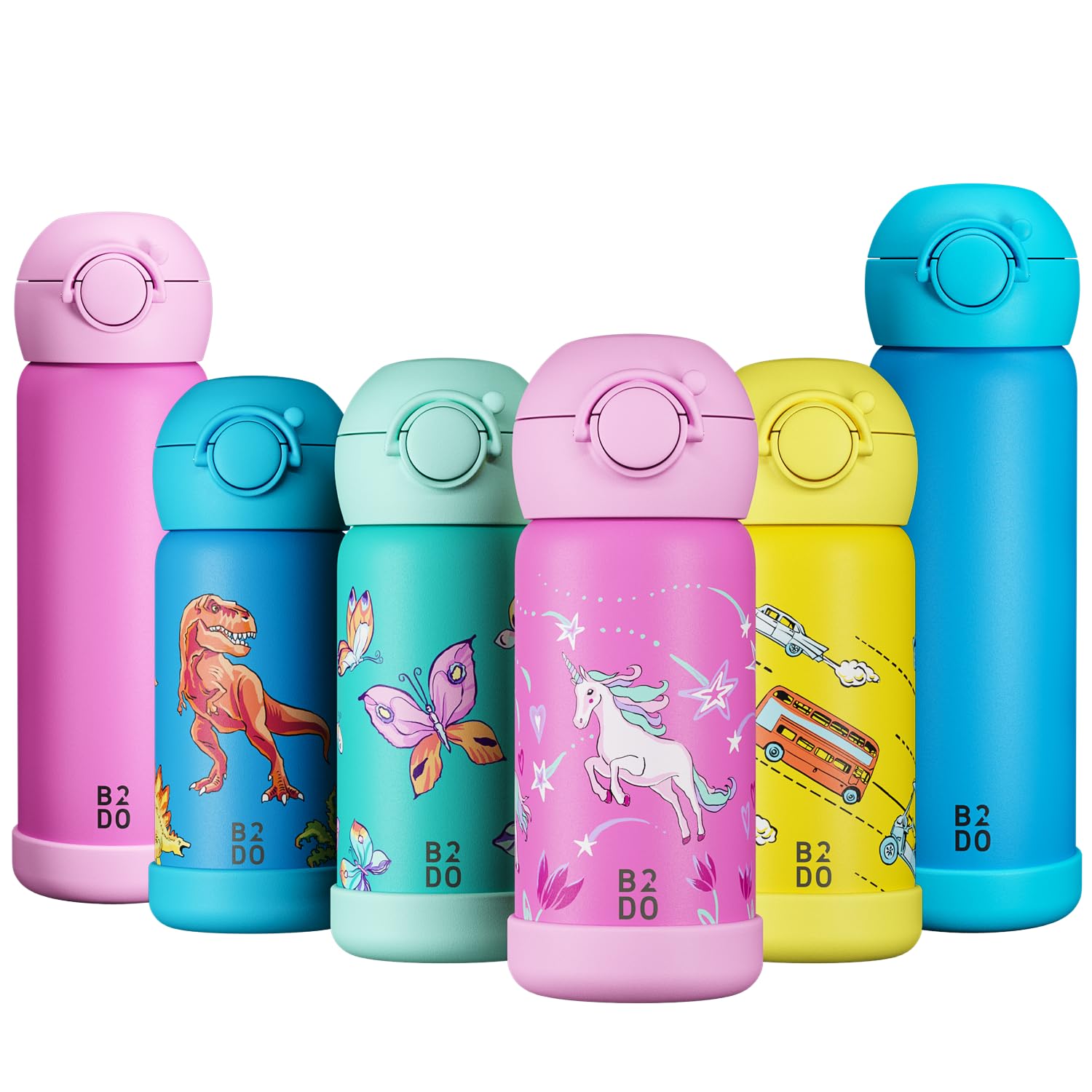 Borraccia Acciaio 316 Inox Doppia Parete 350ml Unicorno Rosa Bottiglia Termica per Bambini Isolata