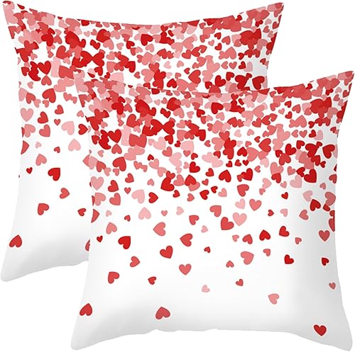 Aitukang Juego de 2 fundas de almohada de San Valentín de 18 x 18 pulgadas, diseño de corazón rojo para el día de San Valentín, funda de cojín