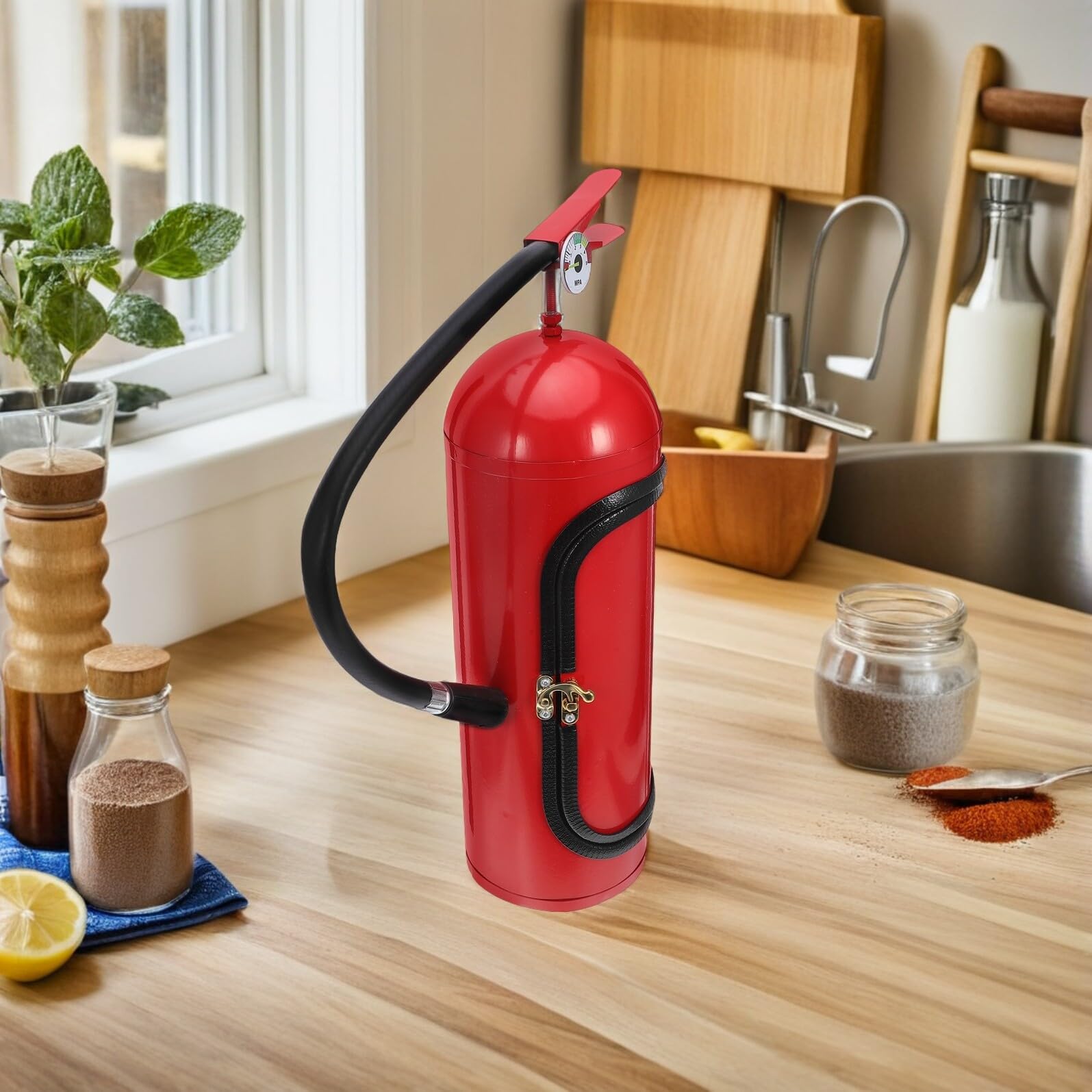 Hohopeti Estintore Per Vino Portabottiglie Da Banco Contenitore In Metallo Per Vino Contenitore Per Estintore Portatile Indipendente Cassa