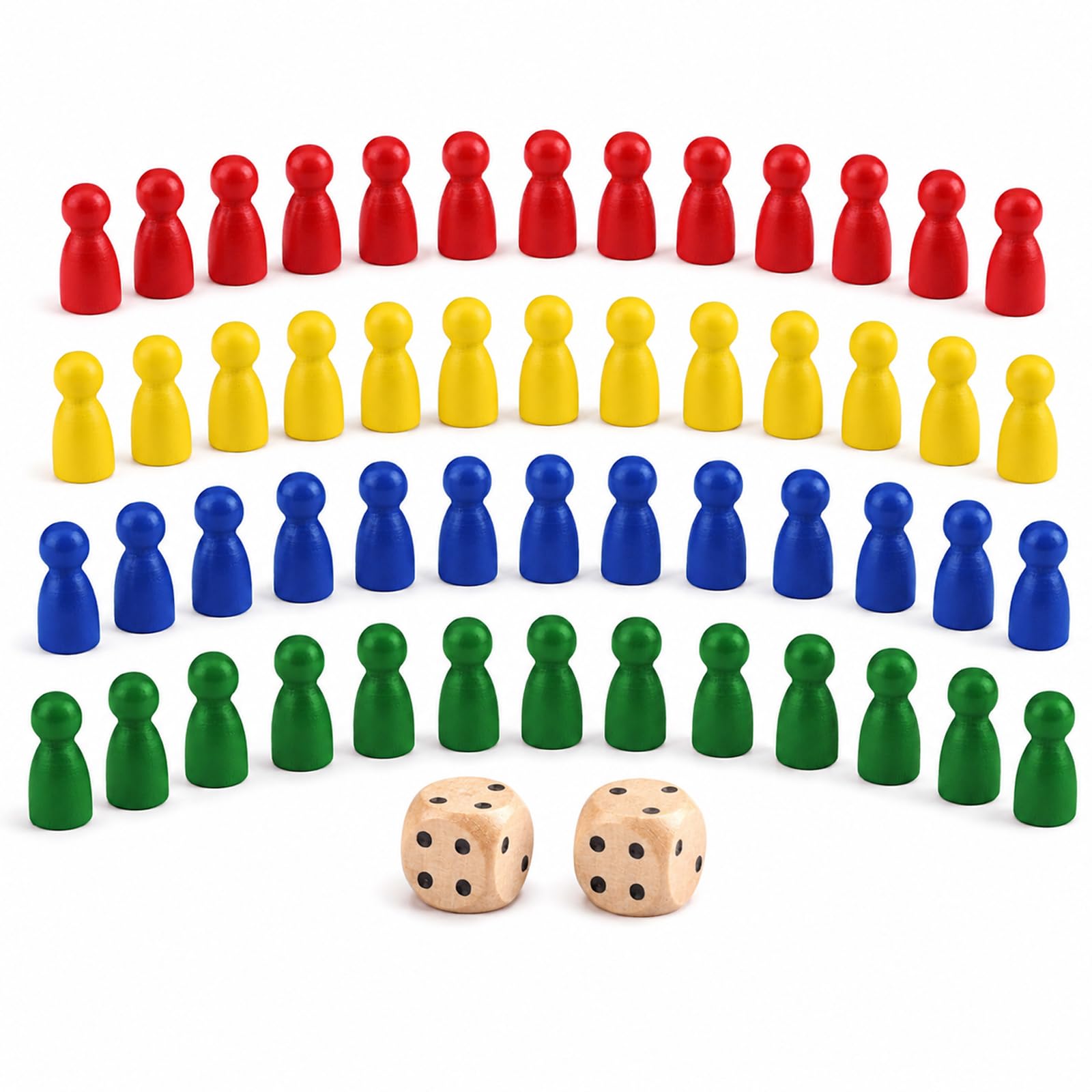 50 Pcs Board Game Set,Multicolor Pawns Game Pieces with 48 Pawns & 2 Dice