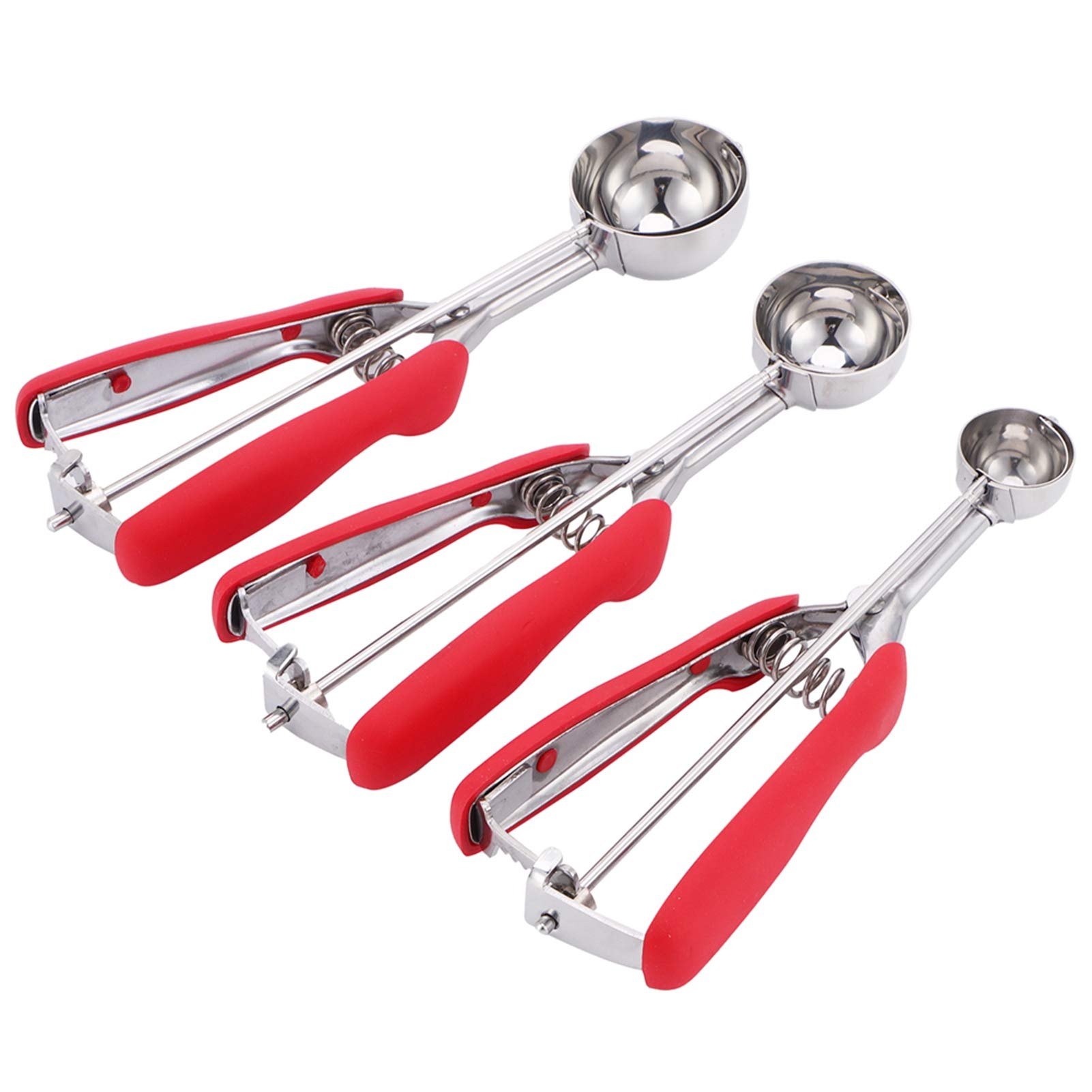 Cucharas para helado y albóndigas en cocina familiar set de 3 piezas ergonómicas