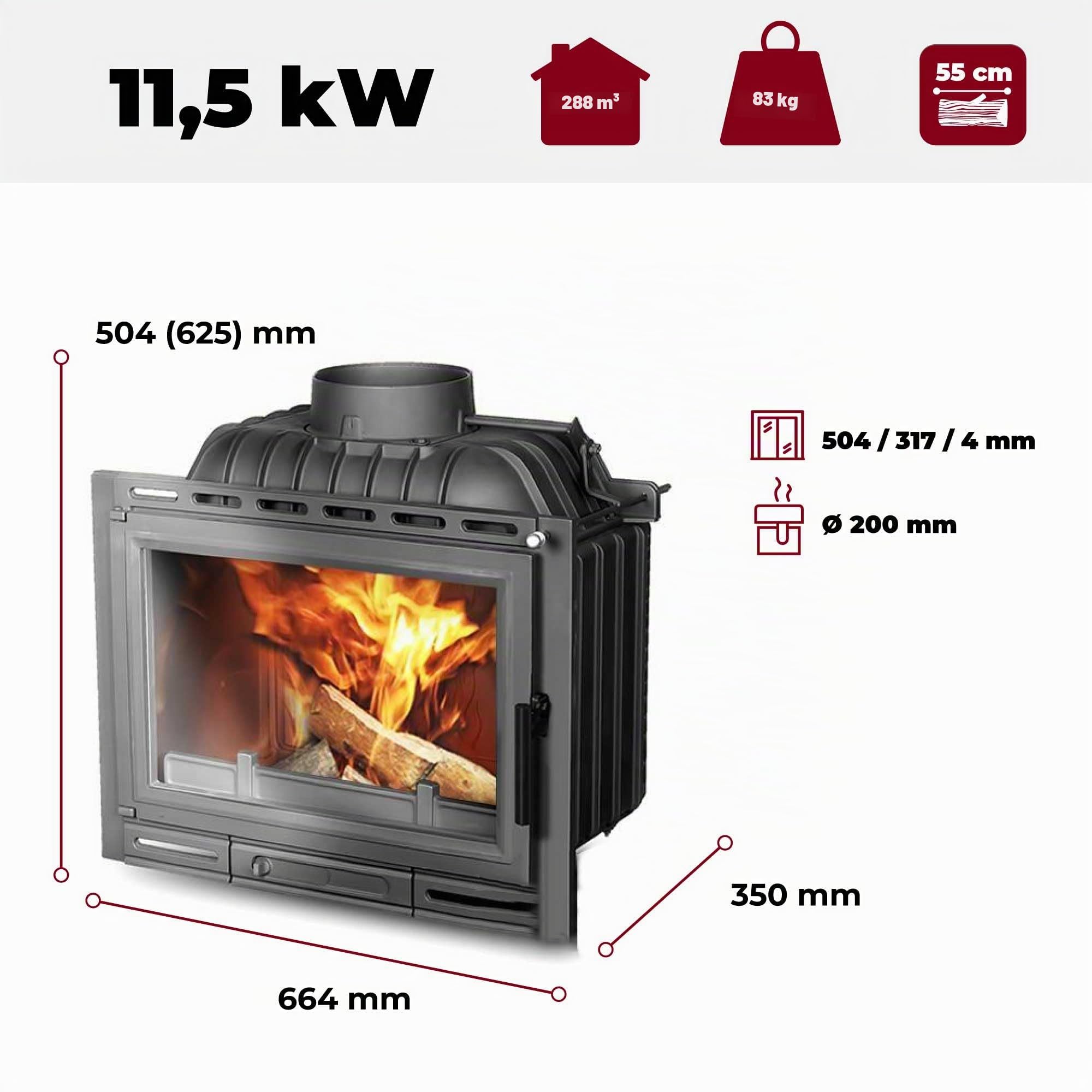 Inserto per camino a legna in ghisa - W13A (11,5 kW) ECO