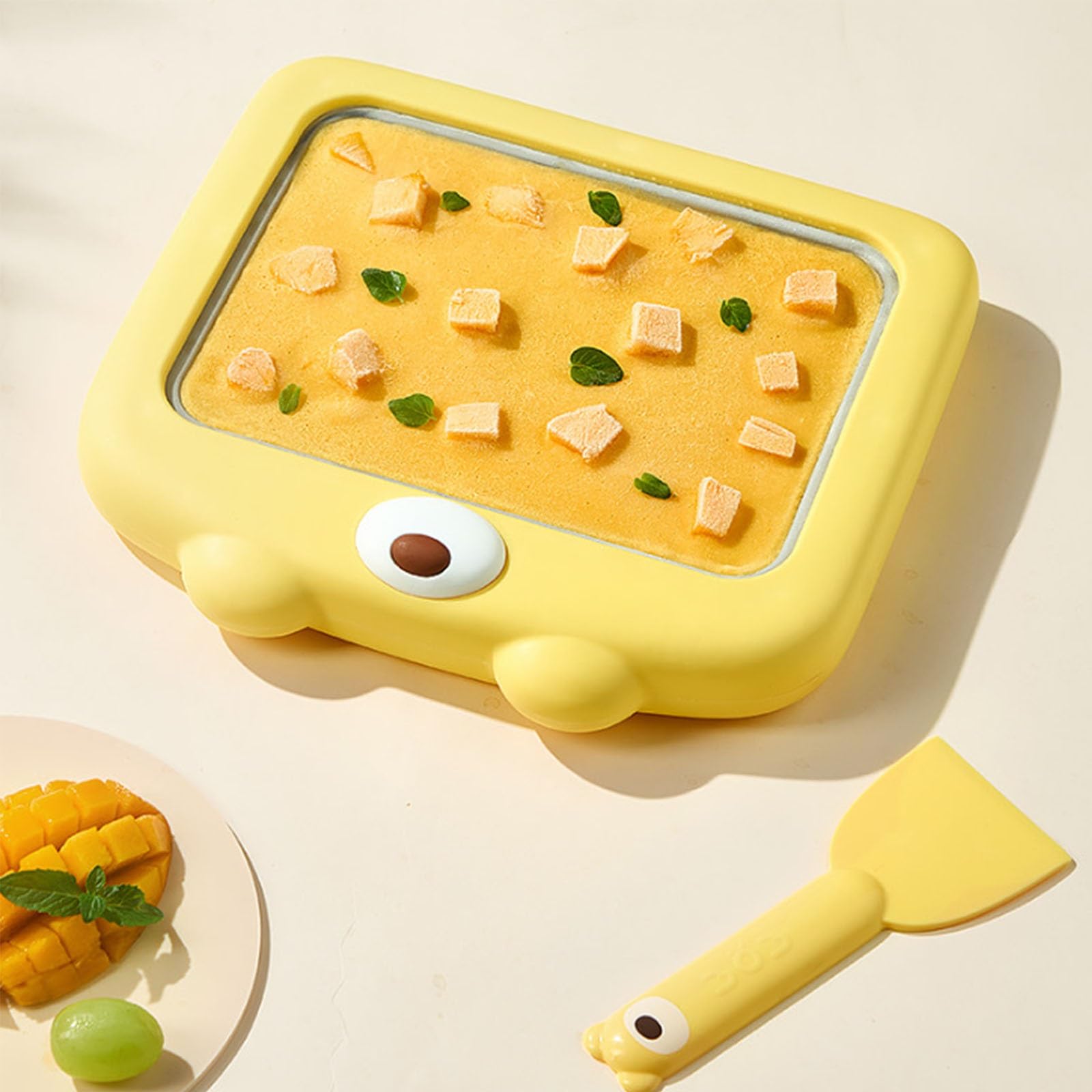 Máquina Para Hacer Helado Instantáneo, Placa De Acero Inoxidable Para Helado Enrollado Con 2 Espátulas Y Almohadillas Antideslizantes, Placa Para Preparar Yogur Helado Casero