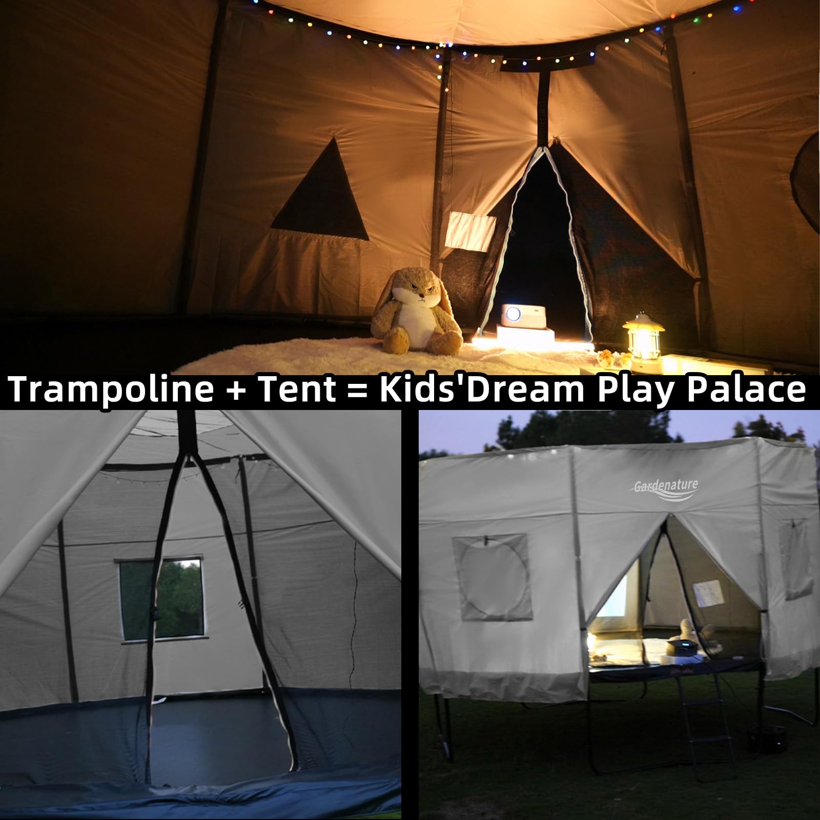 Gardenature Tent for Trampoline(Tent Only) Fits for 14FT Frame 6 Straight Poles Round Trampoline Accessories