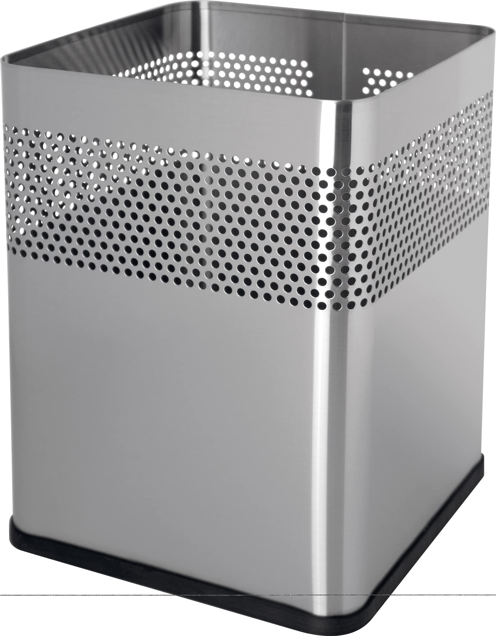 helit H2515900 - Quadratischer Edelstahl-Papierkorb, 18 Liter, silber, mit Lochdekor, 1 Stück | Abfallbehälter mit Lochdekor für Büro, Homeoffice und Empfang