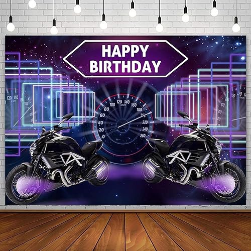 SENDY Telón de fondo de cumpleaños de motocross de 7 x 5 pies para niños, decoraciones de fiesta de cumpleaños de motocross, suministros de