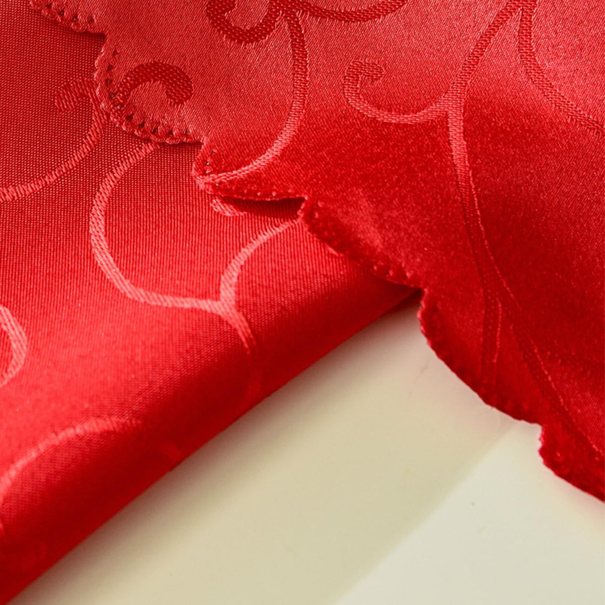 Mantel Jacquard Redondo Protege y Decora la Mesa Adecuado para el hogar, Hotel Restaurante, Banquete de Boda, reunión de Oficina Rojo Diámetro 260 cm
