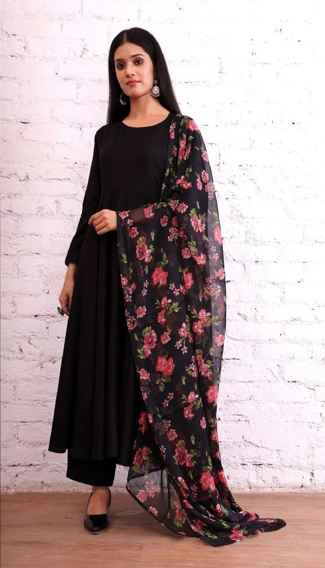 Toochki Women's Rayon Regular Ethnic Kurta Set (Toochki282-Krsn/Xl_Black