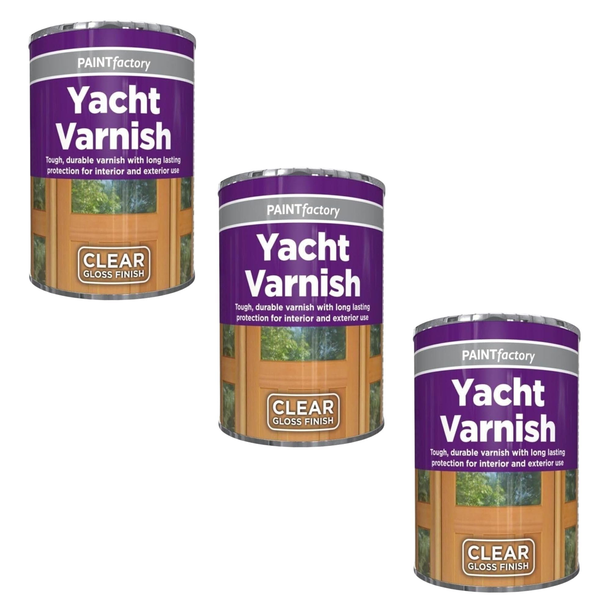 AOC24 3pcs Yacht Varnish 300ml Tin, Clear Gloss Finish, Long-Lasting Waterproof Coating, Ideal For Wood, Doors, Windows & Outdoor Surfaces, Non Cracking Interior & Exterior Items, Easy DIY Application