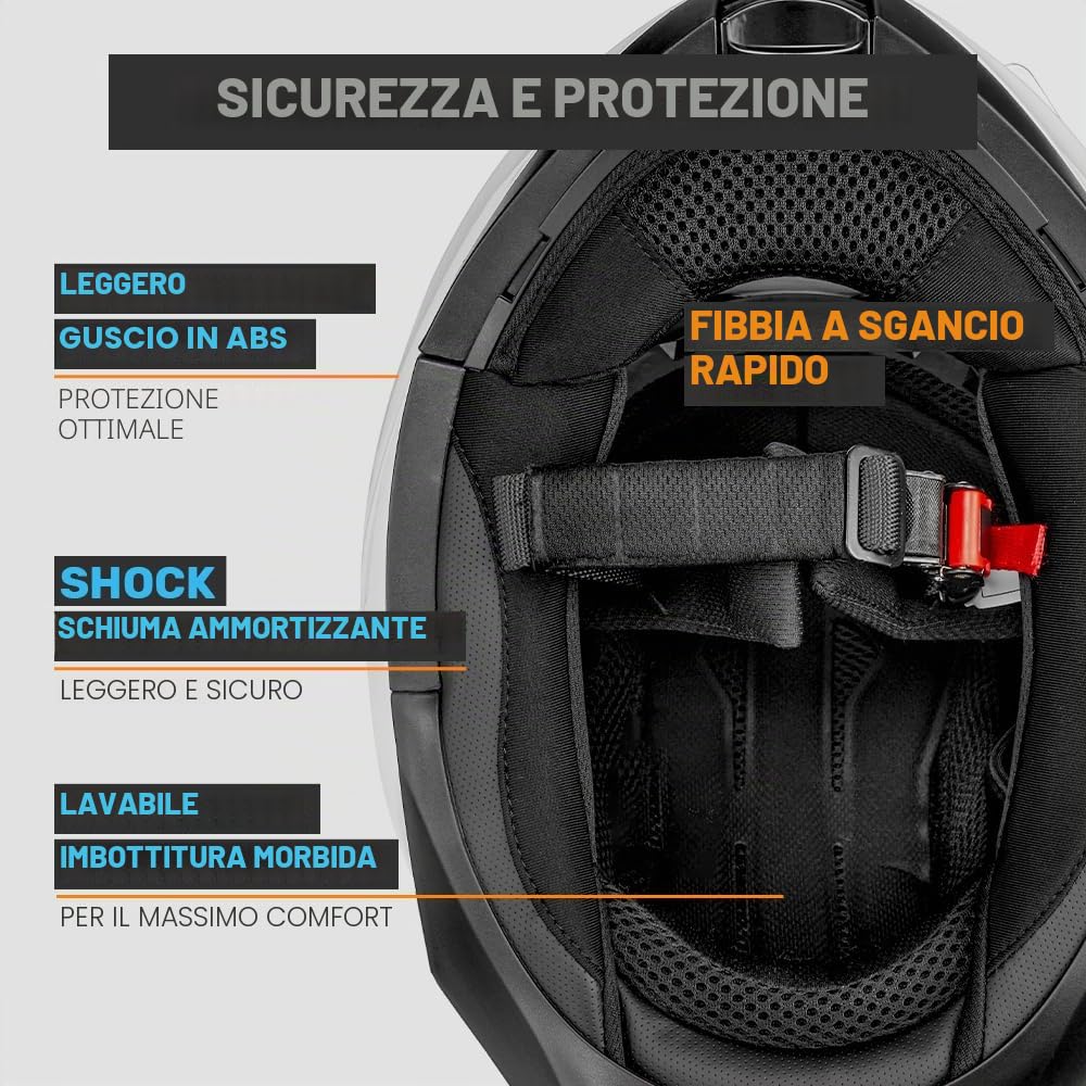 Westt Casco Moto Modulare - ECE 22.06 Casco Integrale Moto, Apribili Casco Modulare, Doppia Visiera Casco Integrale Vintage per Uomo Donna Scooter Adulto