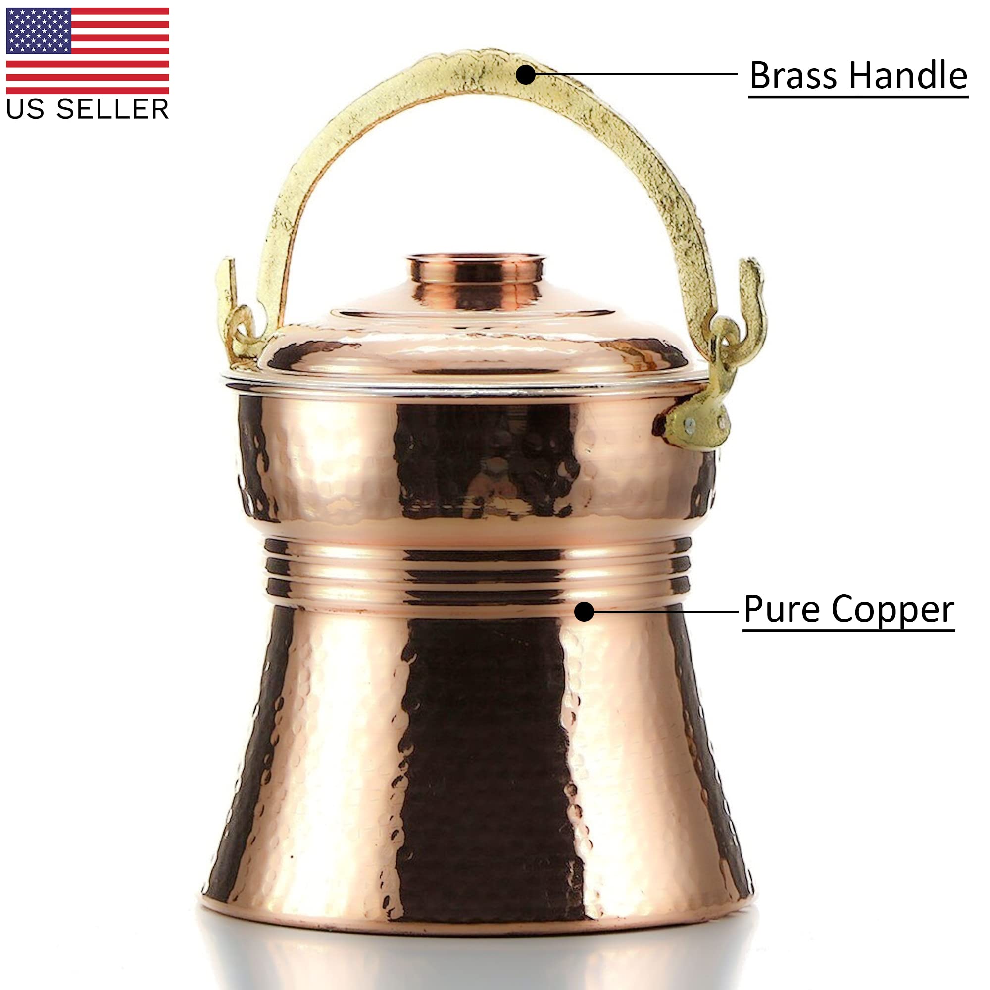 Amazon.com: Turkish Copper Bucket with Lid and Brass Handle