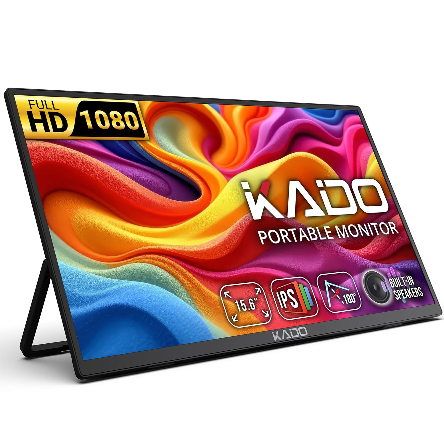 Kado 15.6 Inch FHD 1080p Ultra-Slim Laptop Monitor 1920x1080, IPS Second Display 180° Adjustable Kickstand, Screen Extender for PC, Mac, Phone, Xbox,