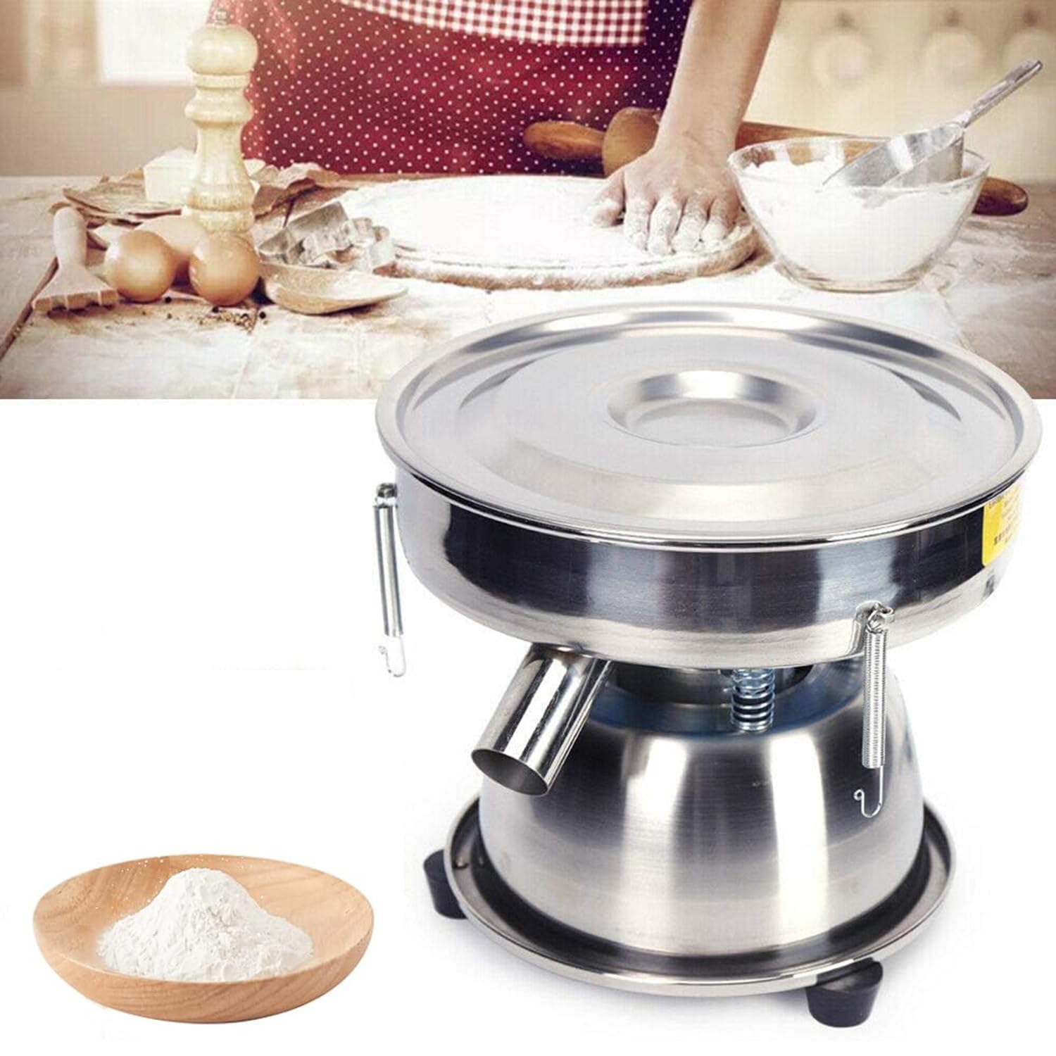 SICWEDIM Electric Vibrating Sifter, Food Industrial Sifter Automatic Sieve Shaker Electric Screening Vibrating Machine, Flour Powder Sifter ()
