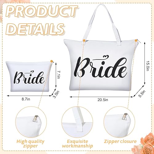 Miniatura 6 de Xtinmee Regalos de despedida de soltera, bata de novia con pantuflas de novia y bolsa de lona, juego de batas de satén para el día de la boda