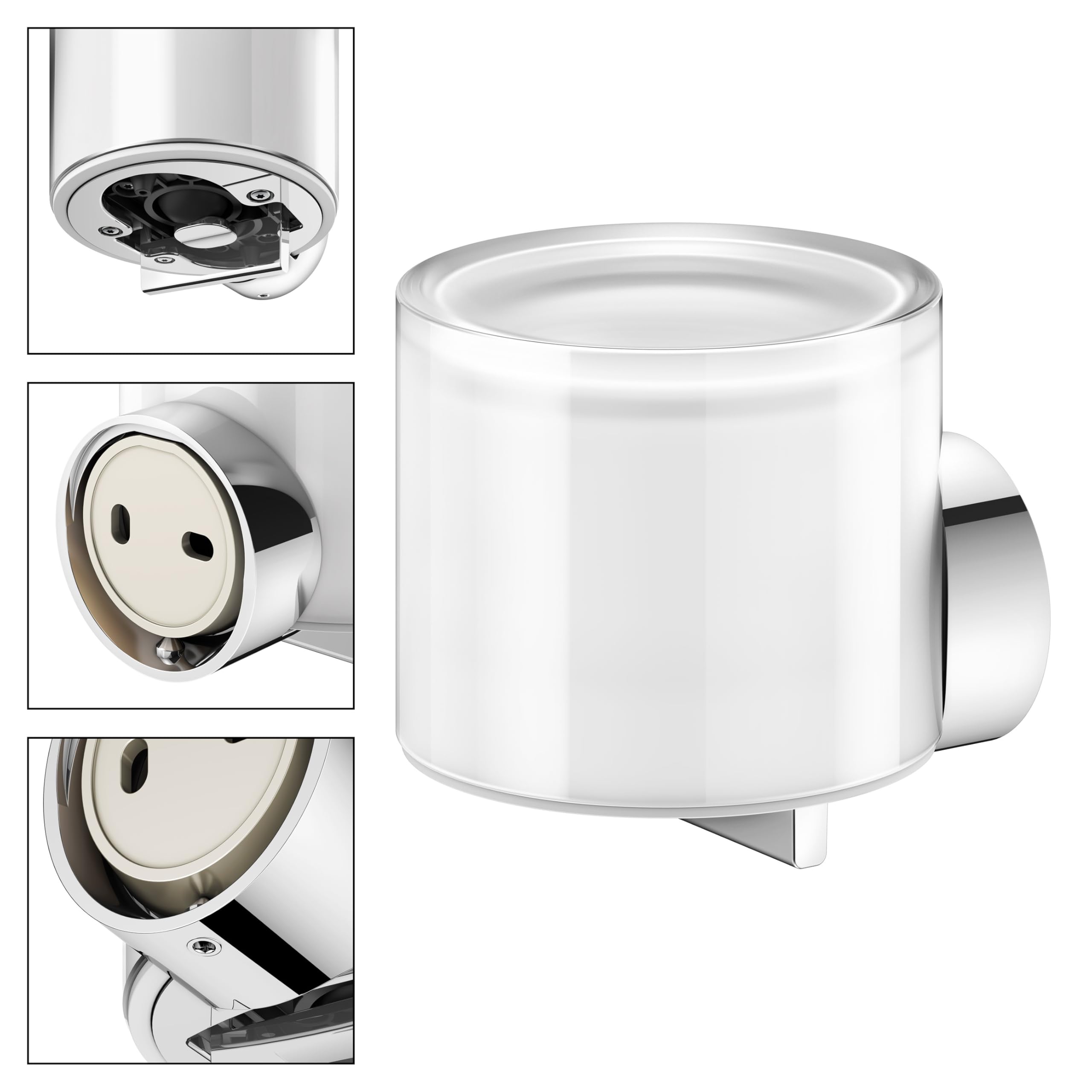 Keuco Reva Dispensador de jabón con Vaso deslizable, 140 ml, Metal Cromado | Made in Germany, recargable, incl. tornillos y tacos, dosificador de loción para taladrar