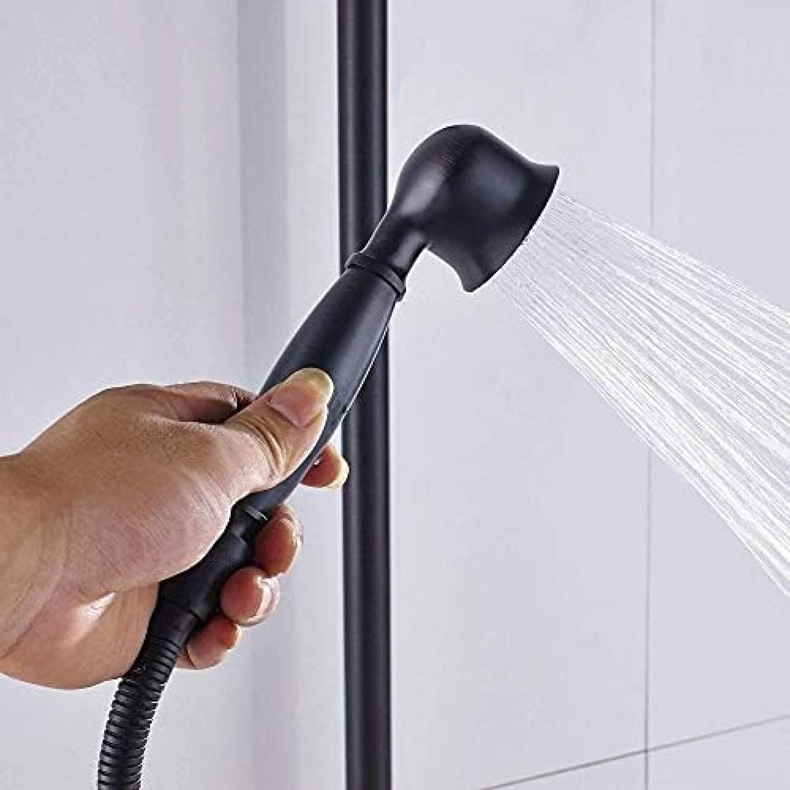 - Juego De Ducha Tipo Lluvia Para Baño Montado En La Pared, Grifo Para Bañera Con Pulverizador De Mano, Bronce Aceitado