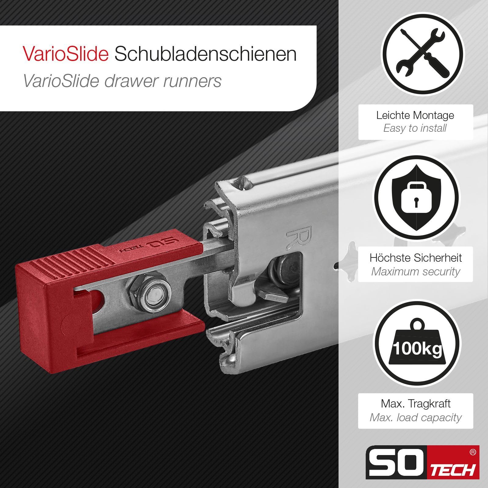 SOTECH 1 coppia di guide per VarioSlide KV2-100-H53-L1200-EH 1200 mm