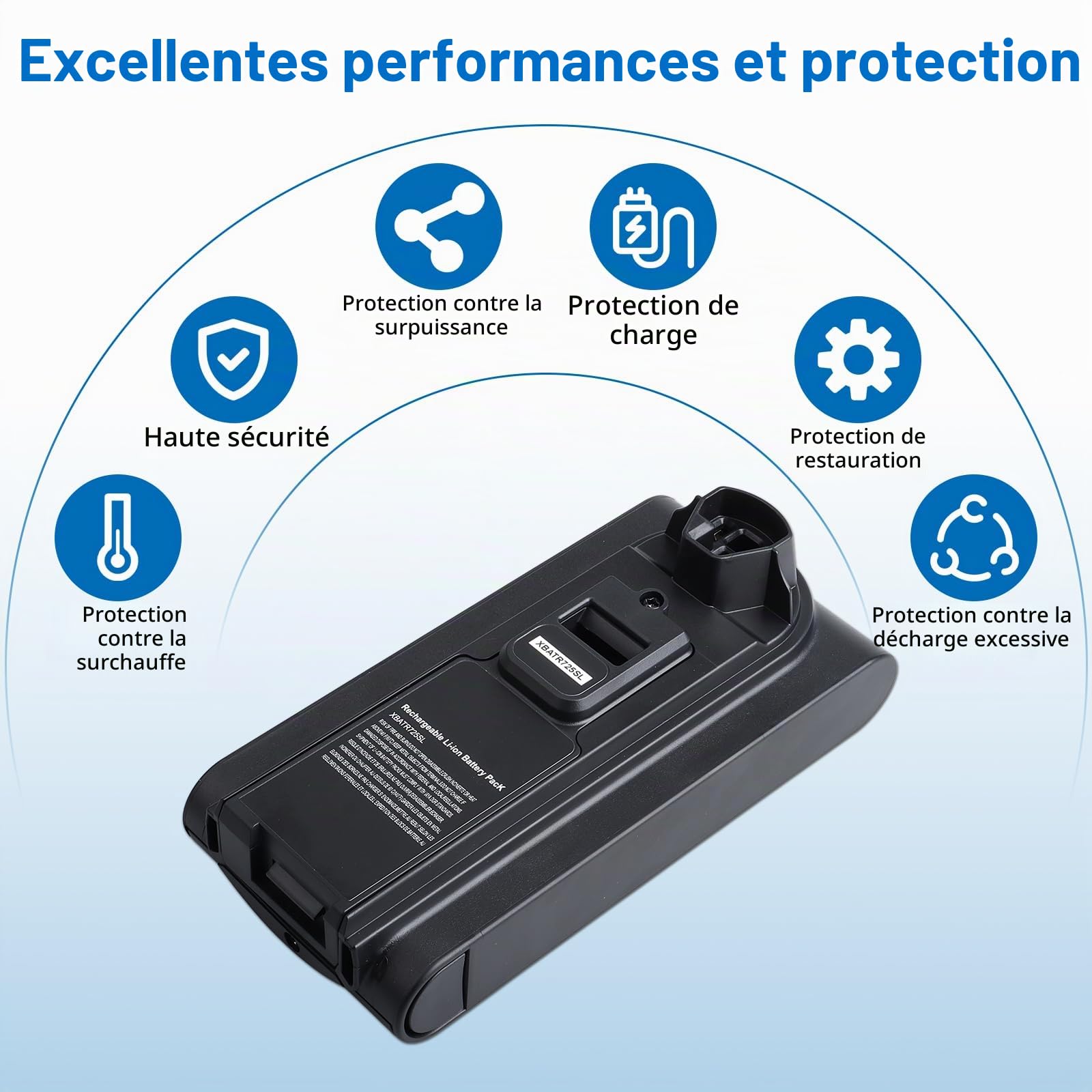 Shark XBATR725SLEU /XBATR725SL Batterie de rechange 25,2 V 3500 mAh Compatible avec les aspirateurs sans fil IZ400UK, IZ400UKT, IZ420UKT, IZ400UKTSB Shark