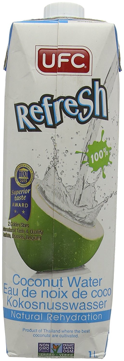 UFC Reines Kokoswasser 100% Pure Kokosnusswasser Thailand 1 Litre Packung (Packung mit 4 Stücken)