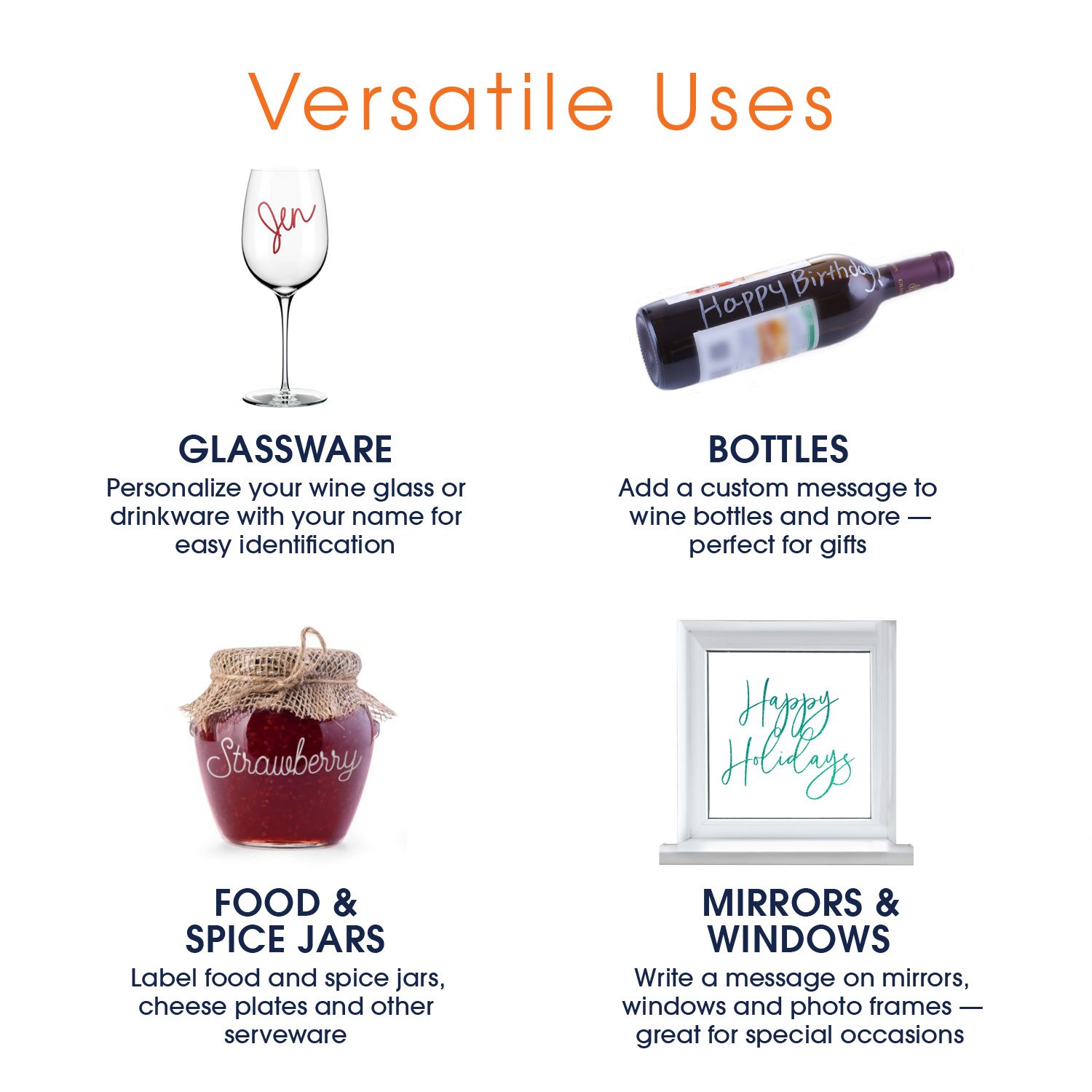 Metallic Colors Wine Glass Markers, Pack of 5