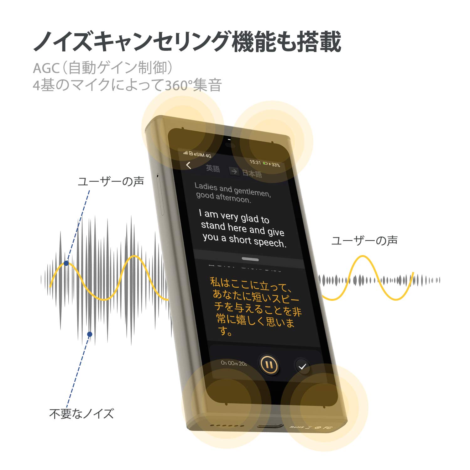 Amazon.co.jp: Langogo Summit多機能翻訳機+AIボイスレコーダー 大画面 