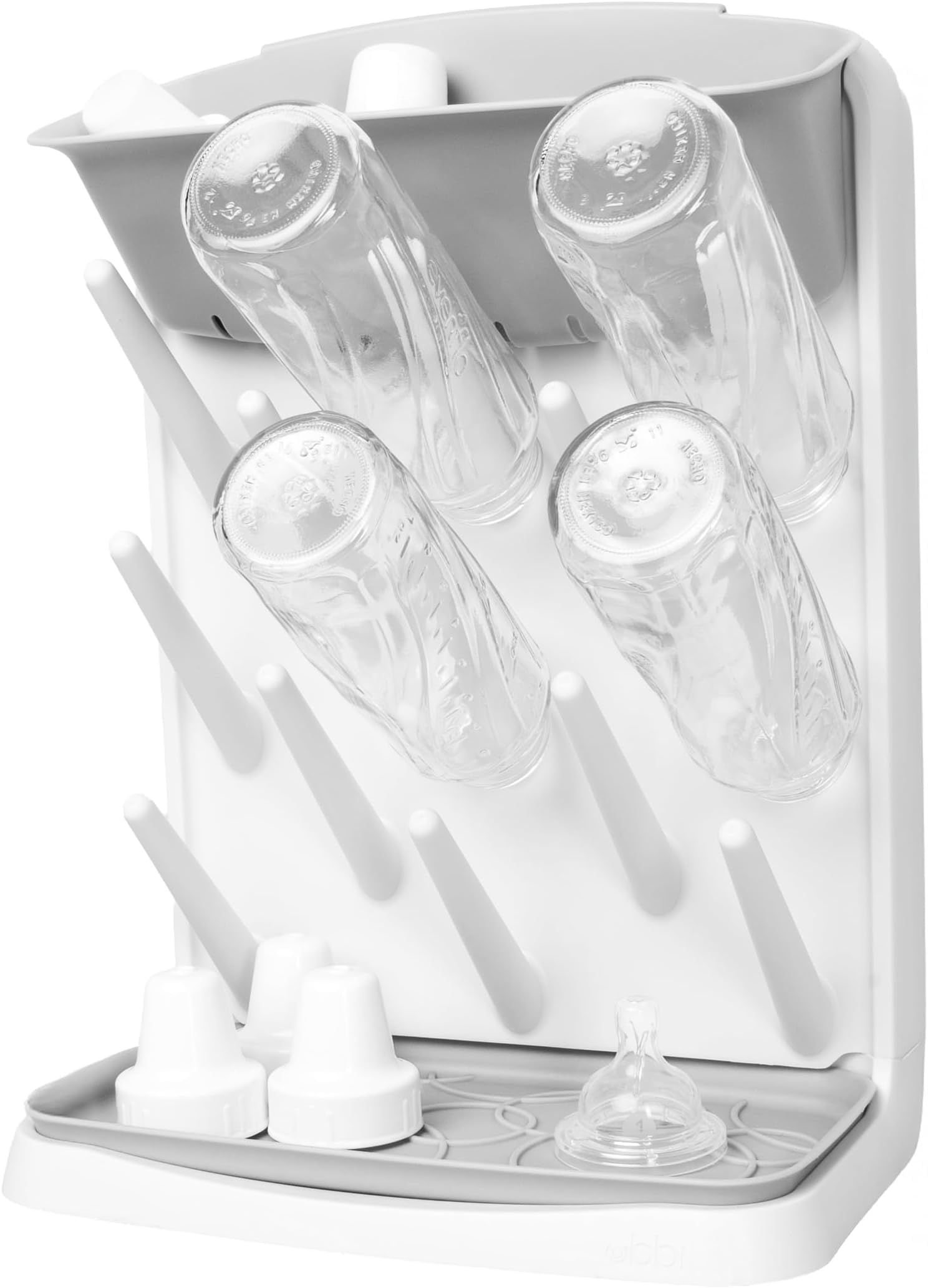 Ubbi Vertical Baby Bottle Drying Rack,Space Saving Countertop Drying Rack Baby Organizer,Gray,(Pack of 6)