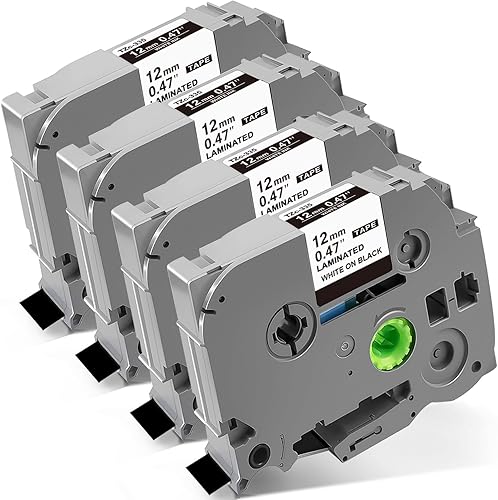 Cinta adhesiva Brother TZe-335 compatible con cinta de etiquetas blanca sobre negra, cinta TZe Tz de 0.472 in 0.47 laminada negra, funciona con