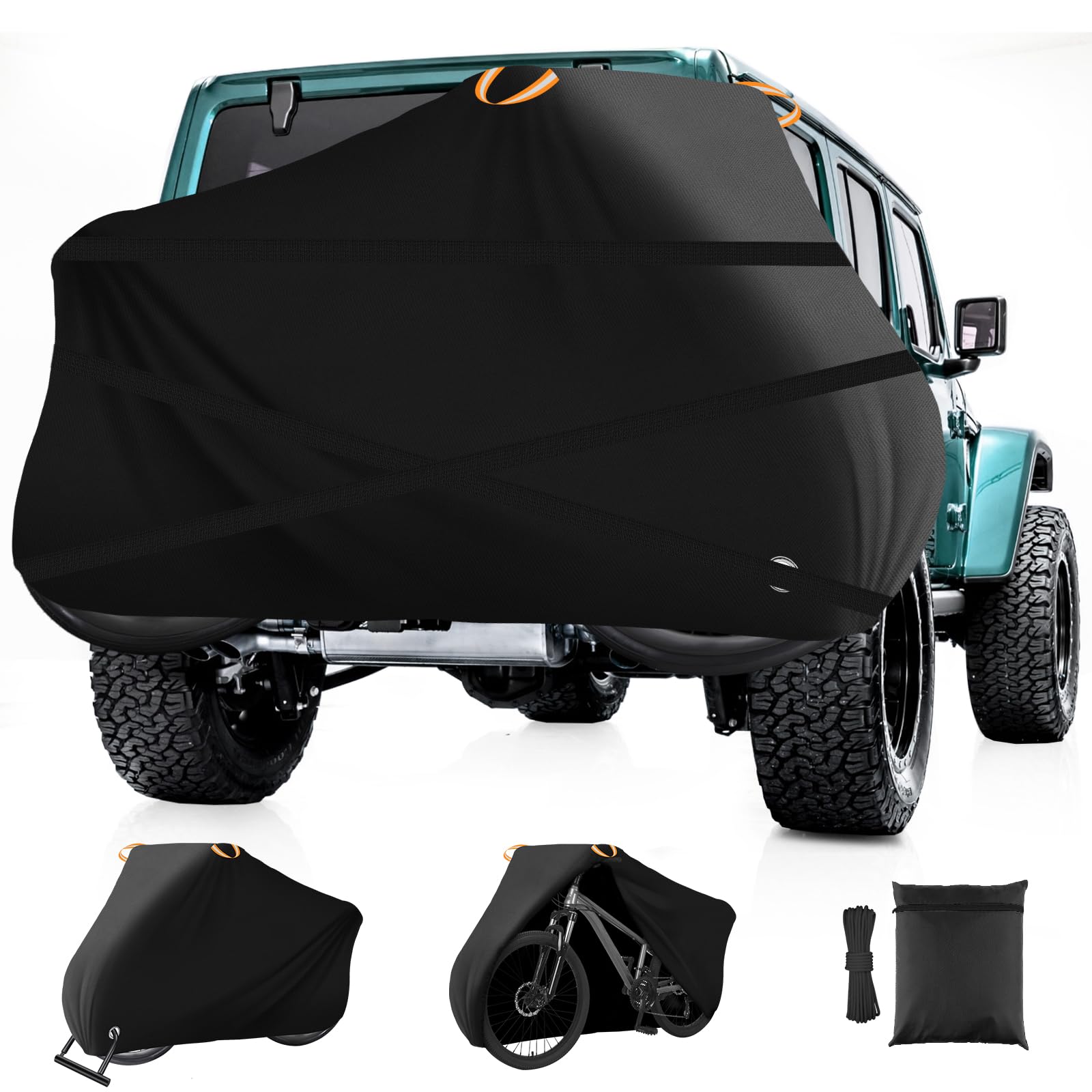SIRUITON Bike Cover for Transport 3 Bikes, Heavy Duty 420D Oxford Fabric Outdoor Bicycle Cover with Straps & Storage Bag for Rear Car Hitch Travel Storage