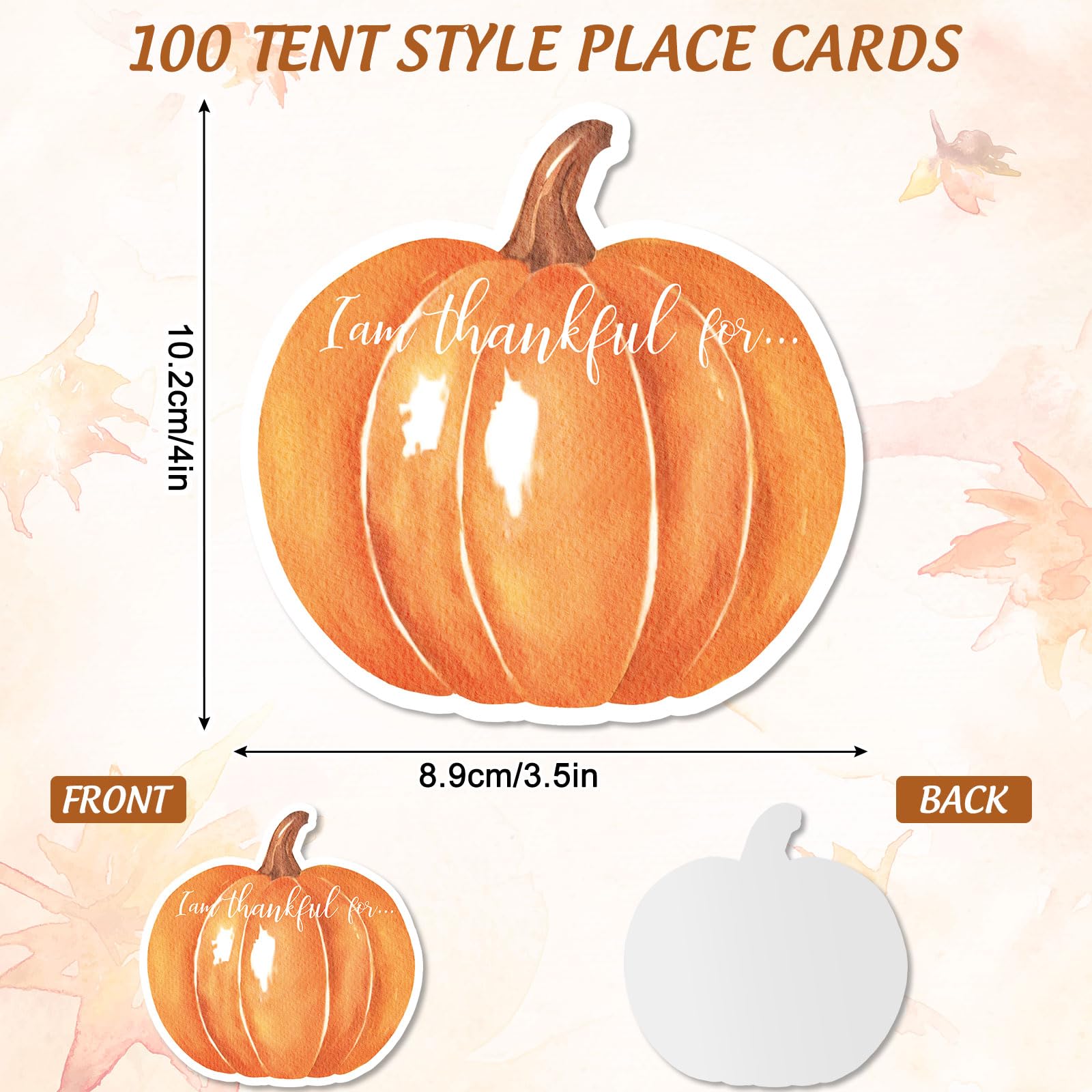 JarThenaAMCS 100 Pcs Thanksgiving Gratitude Cards Thankful Pumpkin Table Place Cards Fill in Pumpkin Paper Cutouts for Fall Autumn Harvest Dinner Party Catering Events Thankful Tree Decor