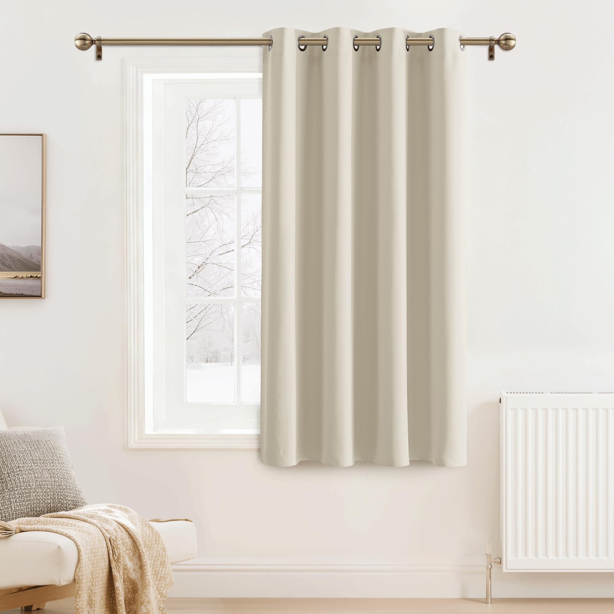 PONY DANCE 1 Pezzo L 140 x A 180 cm Tenda Oscurante per Soggiorno - Tende Camera da Letto Tende con Anelli Tende per Salotto Eleganti Tenda Termica per Bambini, Beige Chiaro