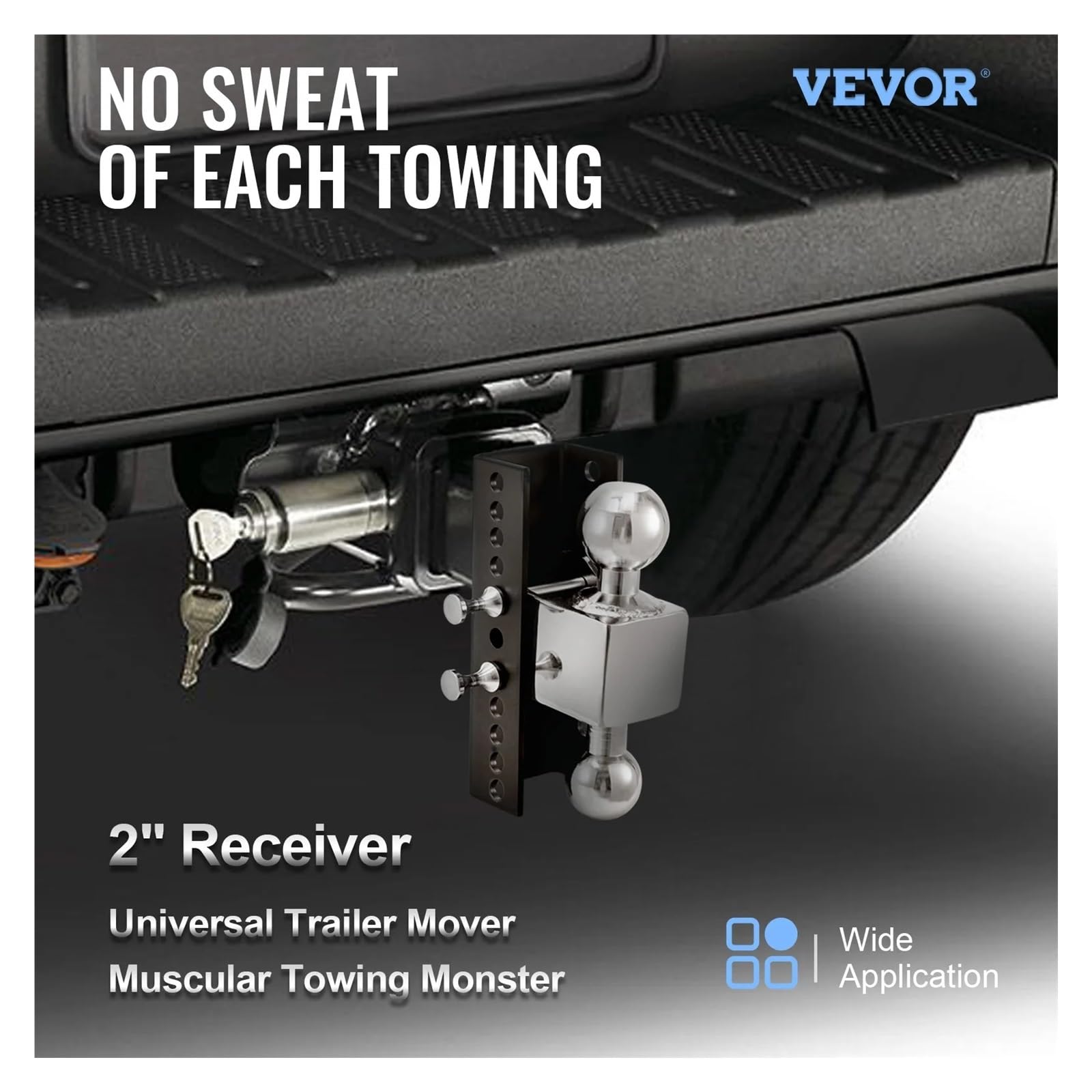 Regulowany zaczep holowniczy Heavy Duty 6/8" Rise & Drop Hitch Ball Mount z zamkiem na kluczyk do holowania przyczep samochodowych i ciężarowych Dla początkujących majsterkowiczów(6 inch)