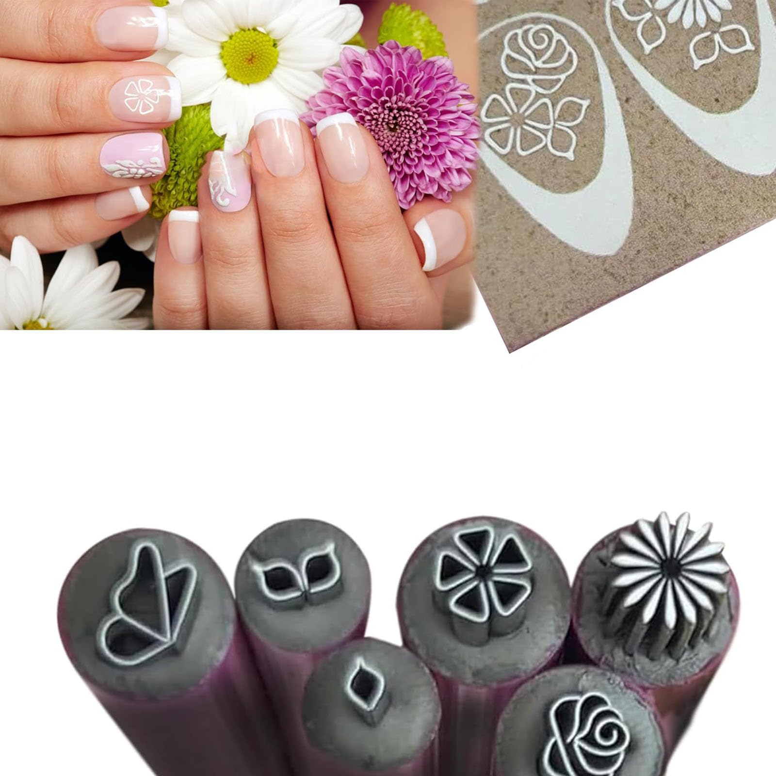 6PCS Nail Art Stamper Kit - Flower & Graffiti Stamp Pens, Dotting Tools, DIY Nail Art for Girls & Women