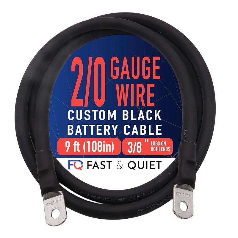 Cabo de bateria 2/0 AWG Fast & Quiet com terminais de cobre estanhado – 1 unidade, 2,74 m