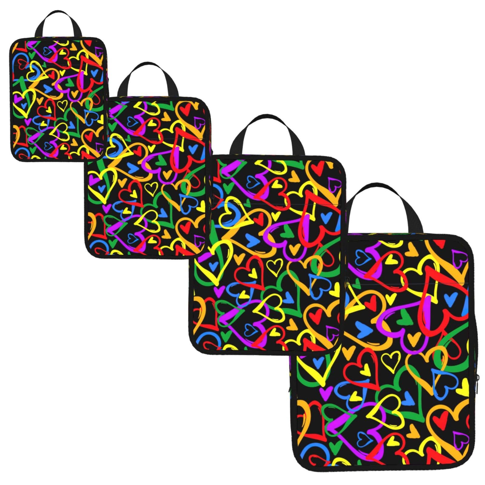 Gay Pride Rainbow Print 4 Set Compression Packing Cubes for Suitcases,Expandable Storage Bags Organizers