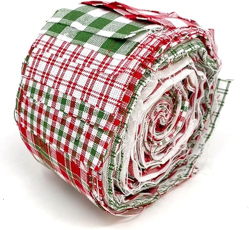 Miniatura 4 de Rollo de gelatina de tela de algodón hecha en casa, color rojo y verde, 22 unidades, 2.5 x 44 pulgadas JCS