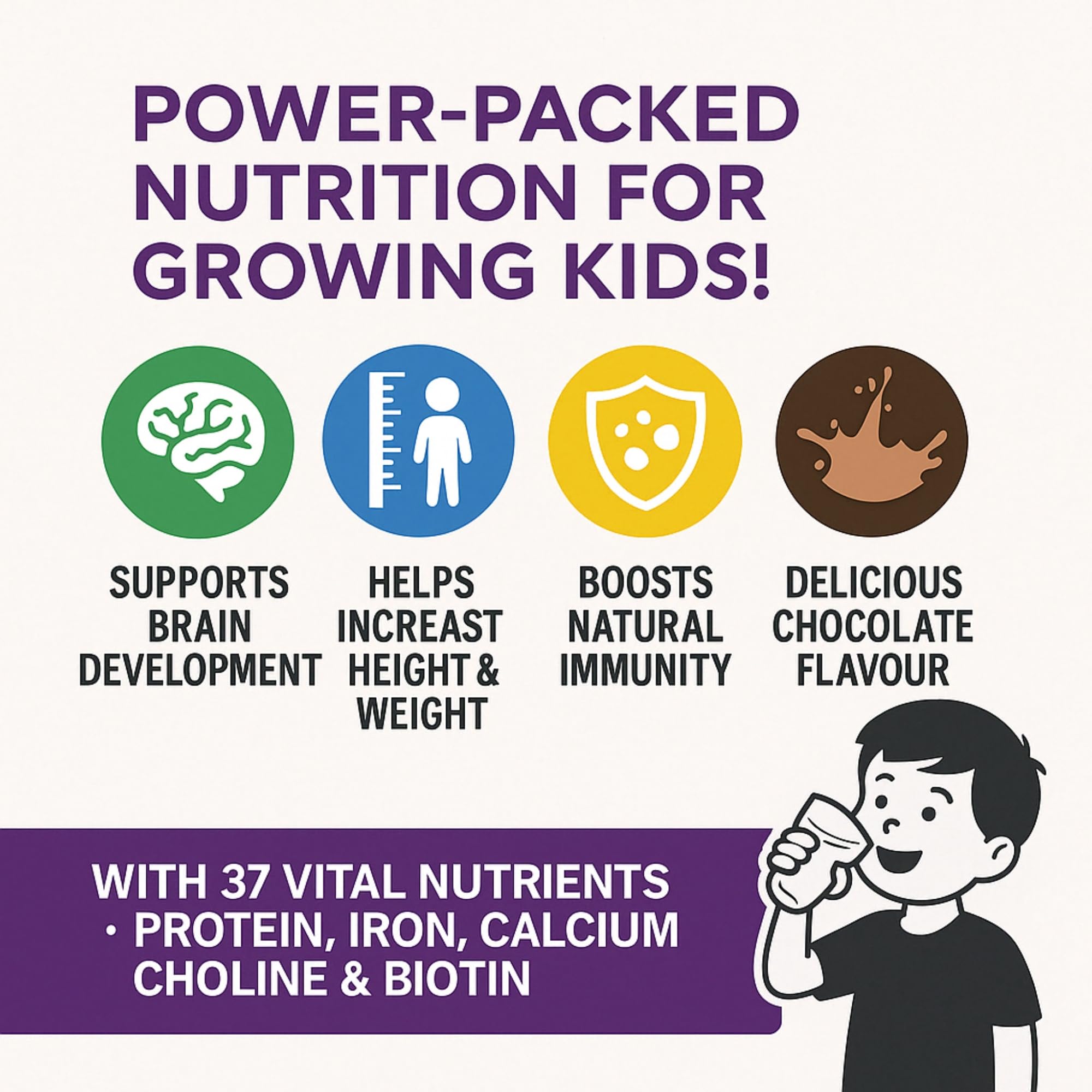 HealthBest Kids Protein Milk Powder | Healthy Growing | Chocolate Flavor - 300gm 1