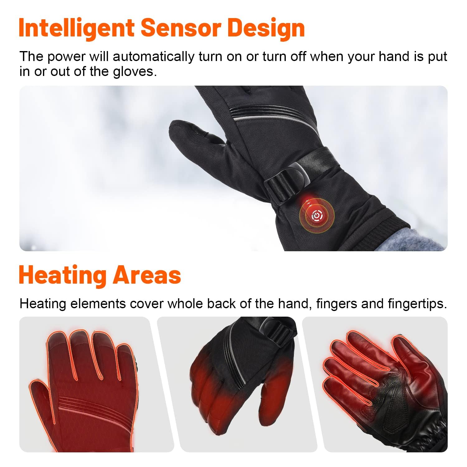 Heated Gloves - Rechargeable Electric Hand Warmers for Men & Women - Waterproof, Thermal Gloves for Cold Weather, Work, Hunting, Fishing, Running, Cycling, Hiking, Skiing, Motorcycle