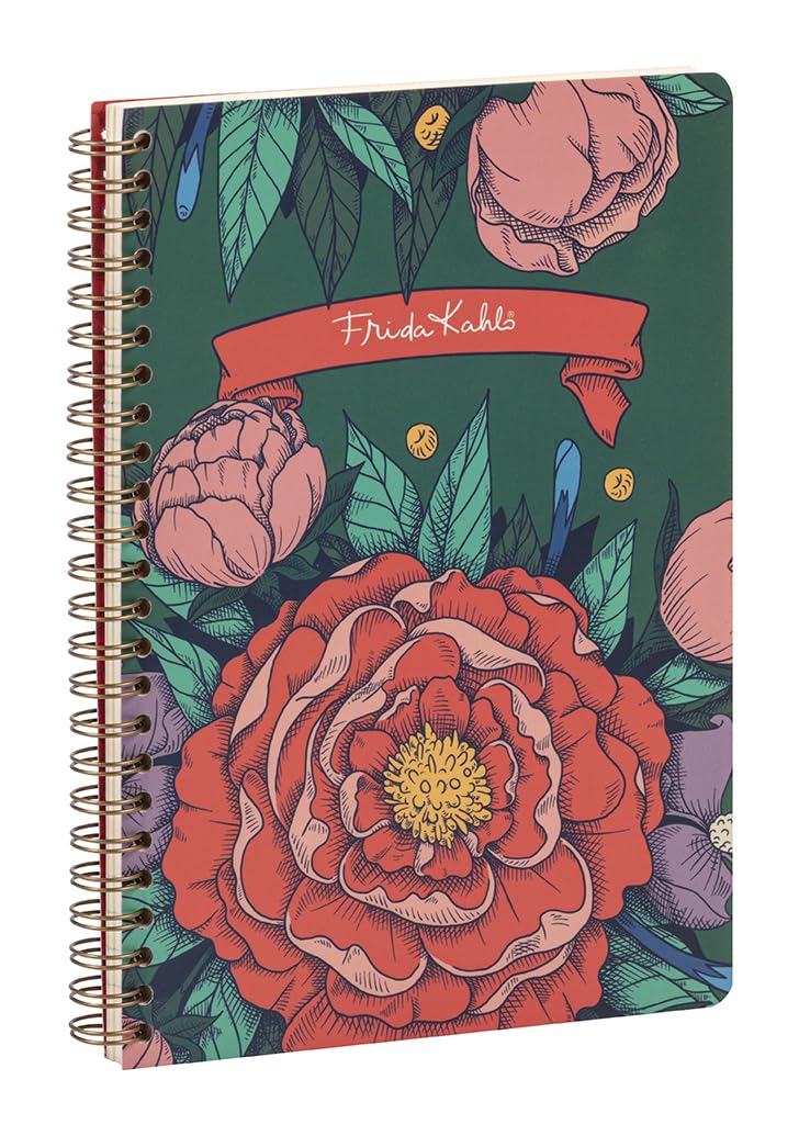 Clairefontaine - 116214C - Frida Kahlo Floral Decor Spiral Notebook - A5 14.8x21cm - 148 Lined Pages - 90g Ivory Paper - Satin Finish Hard Cover - Mixed