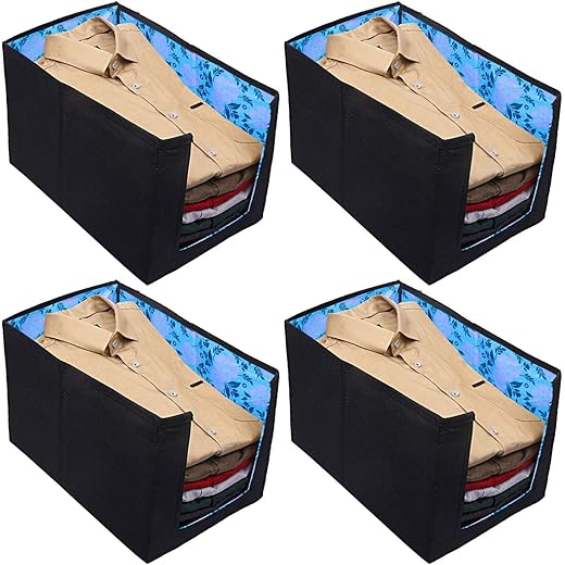 Kuber Industries Flower Design Shirt Stacker 4 Pieces