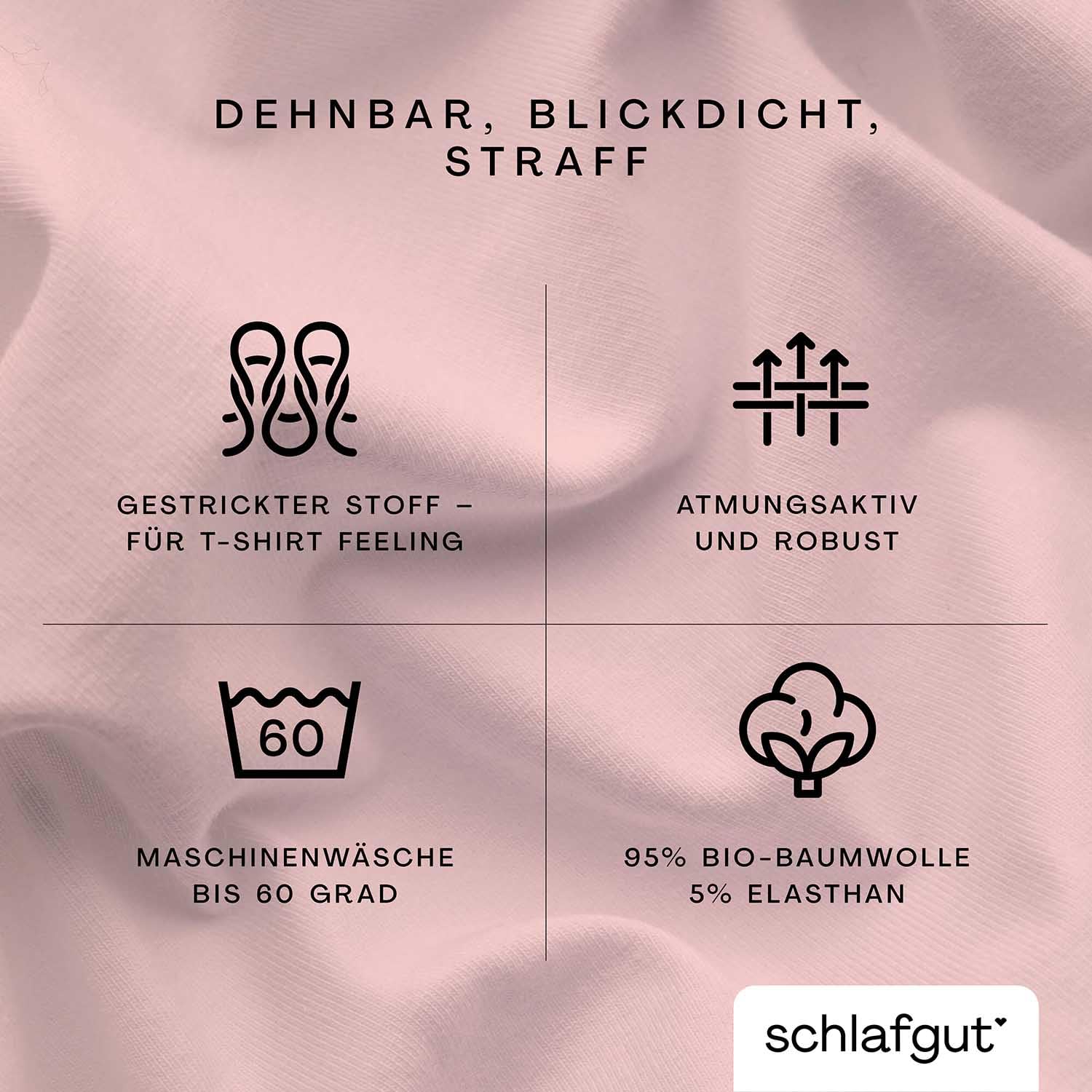 schlafgut Pure Topper Spannbettlaken 120x200 cm Bio-Baumwolle, Purple Light | Bettlaken, Spannbetttuch 130x200, 130x220 cm, Lila, Topper, bis 10 cm Steg, Bio Baumwolle Elasthan, Made in Green