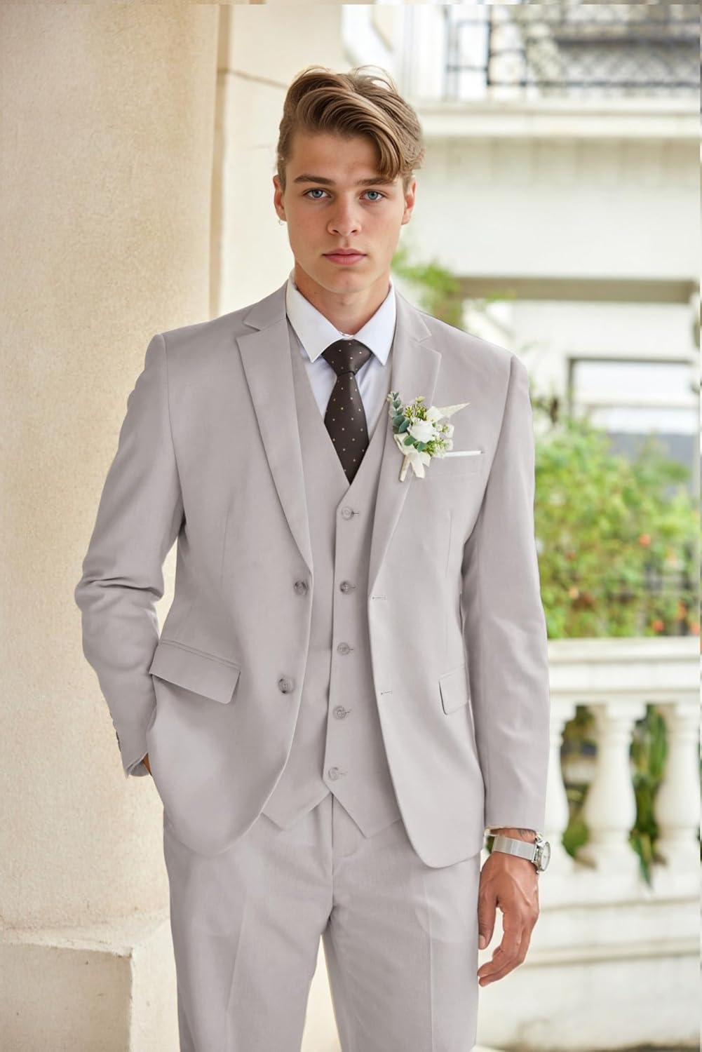 COOFANDY Men's 3 Piece Linen Suits Casual Lightweight Blazer Jackets Vest Pants Set for Wedding Business Prom - Image 2