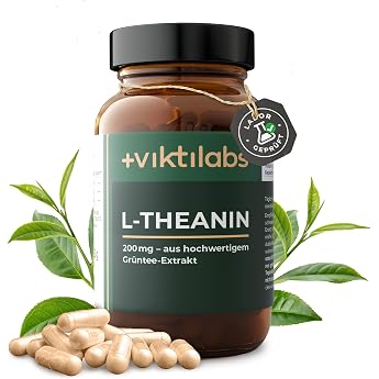 L-Theanin - hochdosiert - 200 mg Theanin pro Kapsel - aus Gr ntee-Extrakt - koffeinfrei - 1-2 Kapseln pro Tag - 60 vegane - ohne Zusatzstoffe