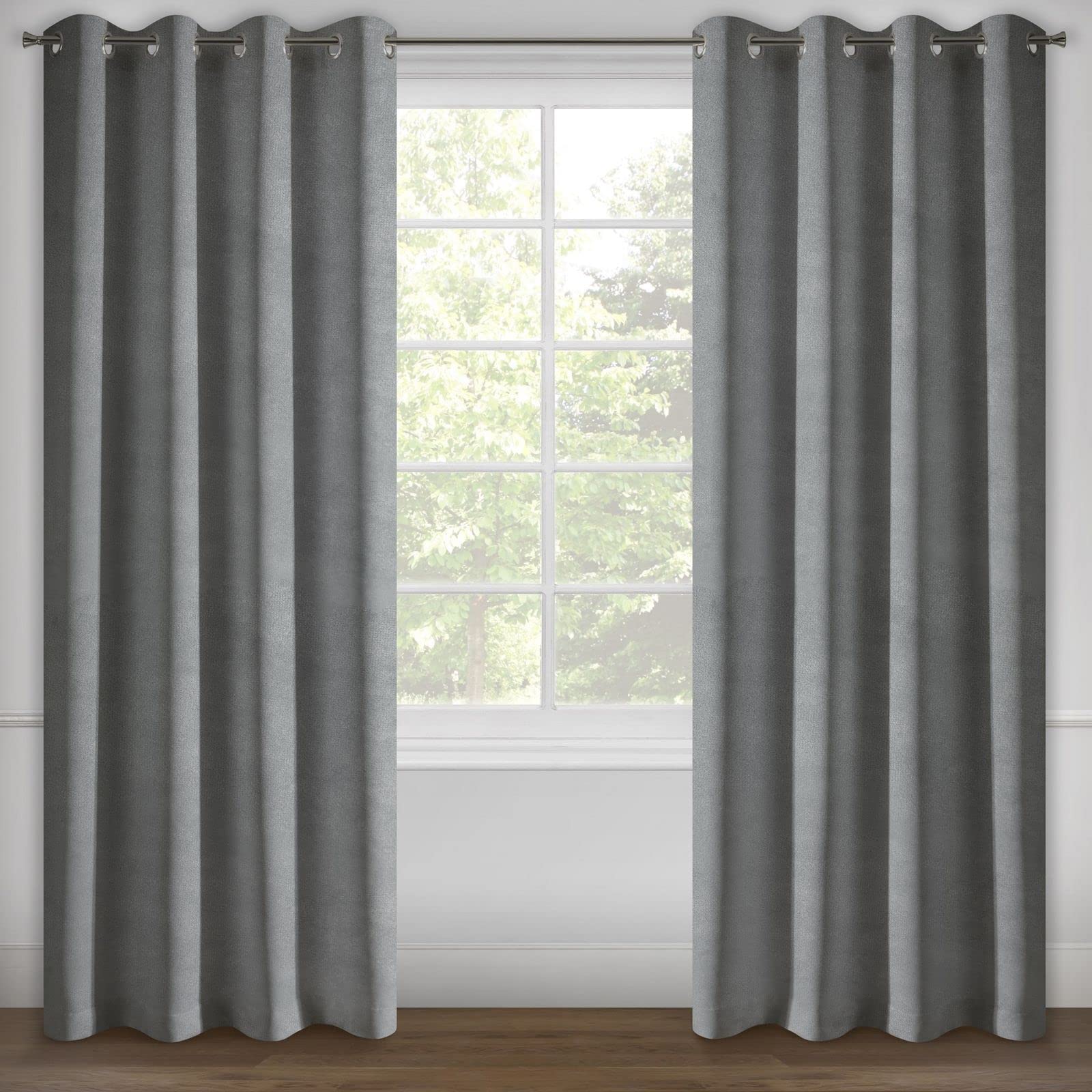 Eurofirany Berfu Blackout Velvet Eyelet Curtain Trendy Elegant Bedroom Living Room Graphite 140 x 250 cm, W 55.1" x L 98.4" (1 Panels)