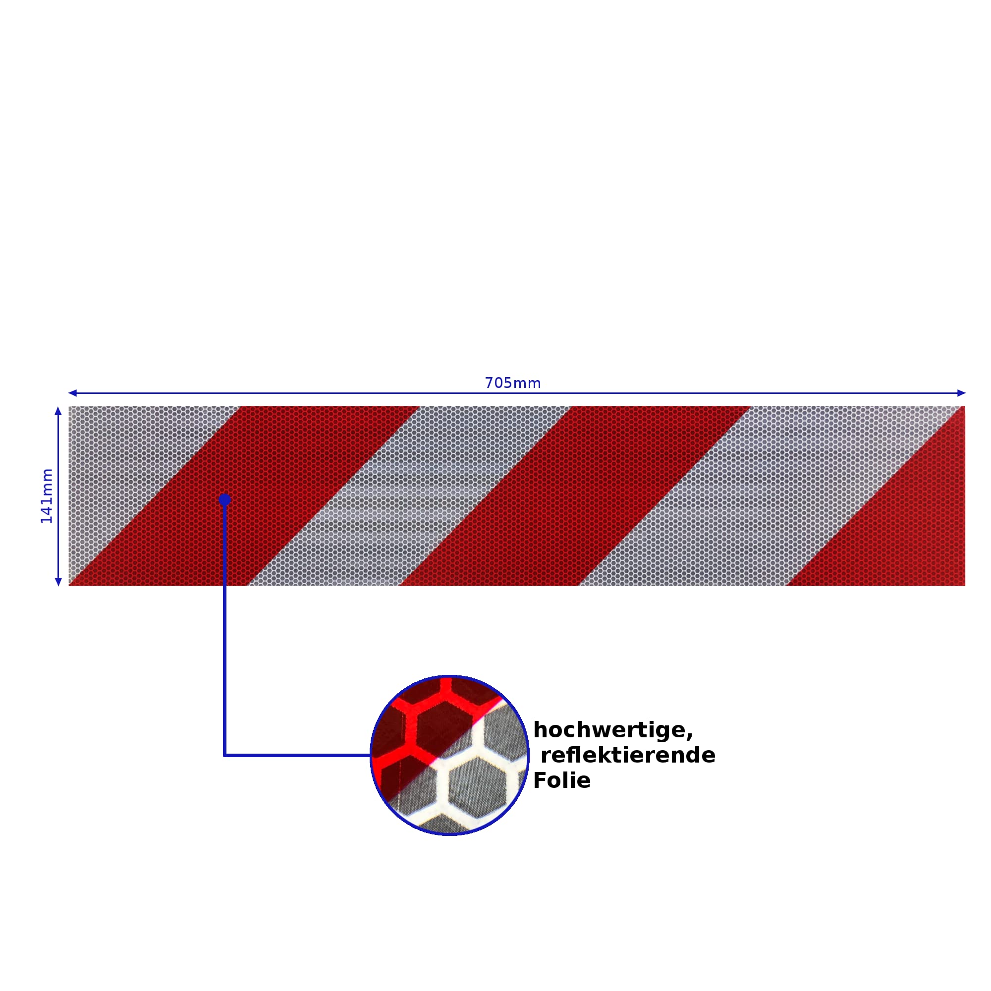Container Warnmarkierung Set 705x141mm 8 Streifen Aufkleber Folie Reflektorfolie