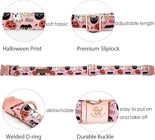 Miniatura 2 de Elegant little tail Collar para perro con lazo, collar de otoño para perro, con lazo de calabaza, para Halloween, para niñas y niños, collar para