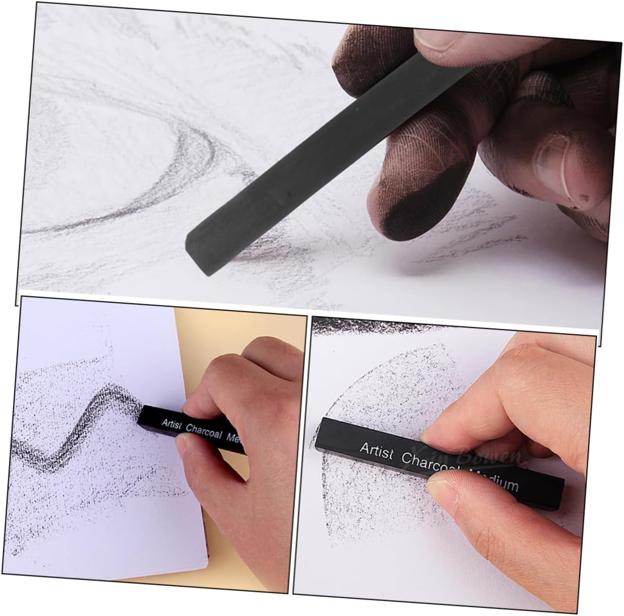 6pcs Compressed Charcoal Pencils for Drawing and Sketching Soft and Hard Charcoal Sticks for Artists and Students for Shading and Artistic Expression
