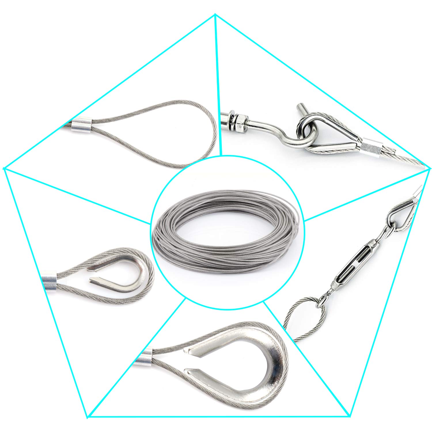 HSEAMALL Garden Wire Hanging Fence Railing Kit,PVC Coated Heavy Duty