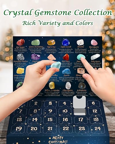 Miniatura 4 de Calendario de Adviento 2023, 24 tipos de colección Rock, calendario de Adviento de piedras preciosas de cristal natural, cristales de chakra y